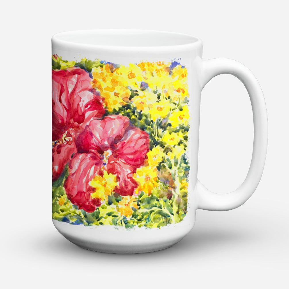 Flower - Hibiscus Dishwasher Safe Microwavable Ceramic Coffee Mug 15 ounce 6056CM15  the-store.com.