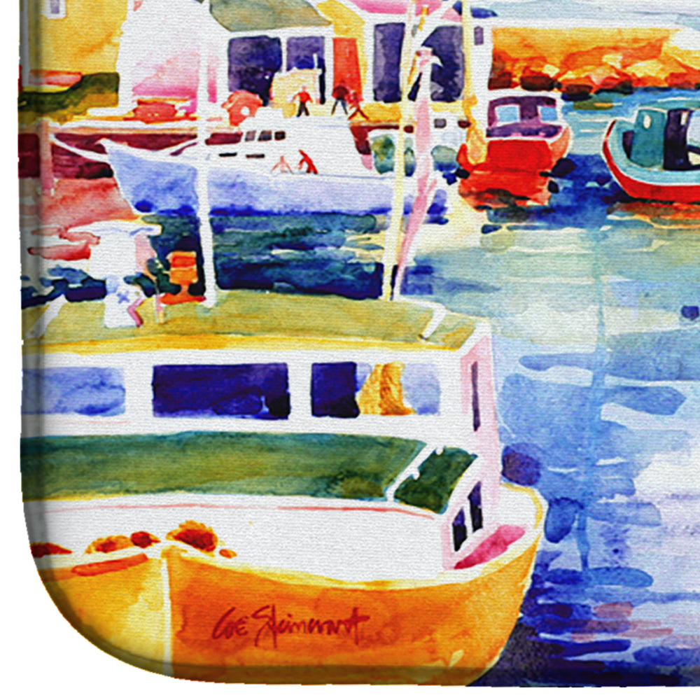 Boats at Harbour with a view Dish Drying Mat 6059DDM  the-store.com.