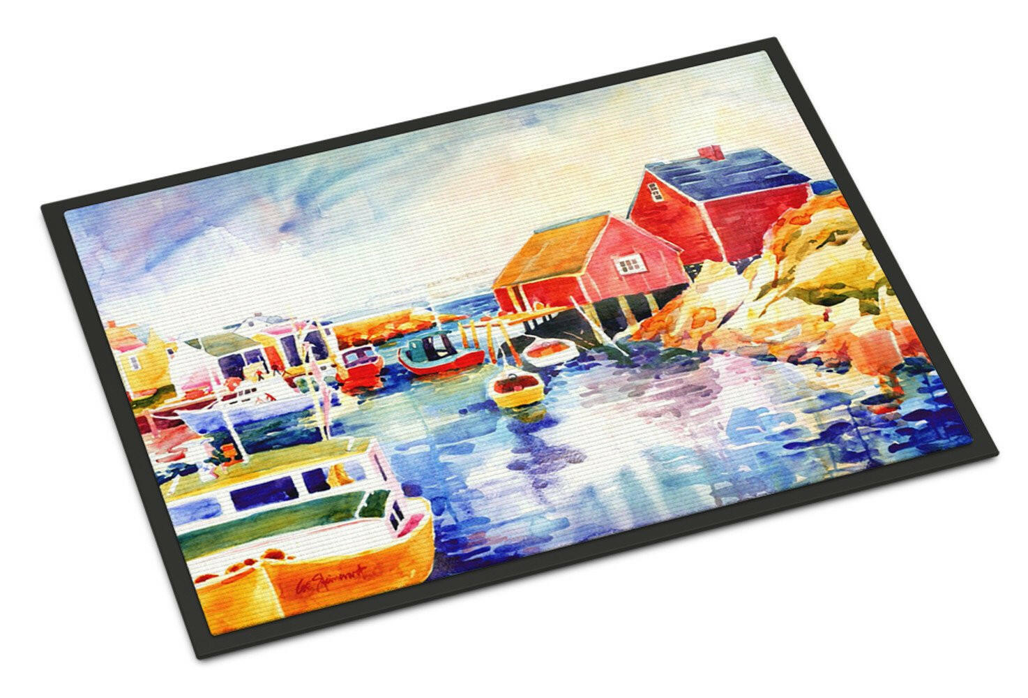 Boats at Harbour with a view Indoor or Outdoor Mat 24x36 Doormat - the-store.com