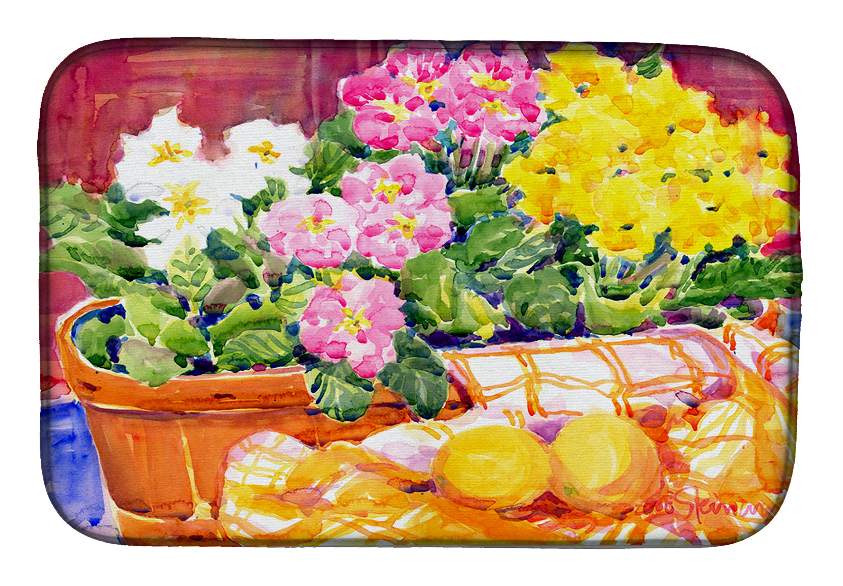 Flower - Primroses Dish Drying Mat 6061DDM  the-store.com.