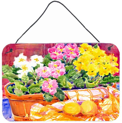 Flower - Primroses Indoor Aluminium Metal Wall or Door Hanging Prints by Caroline's Treasures