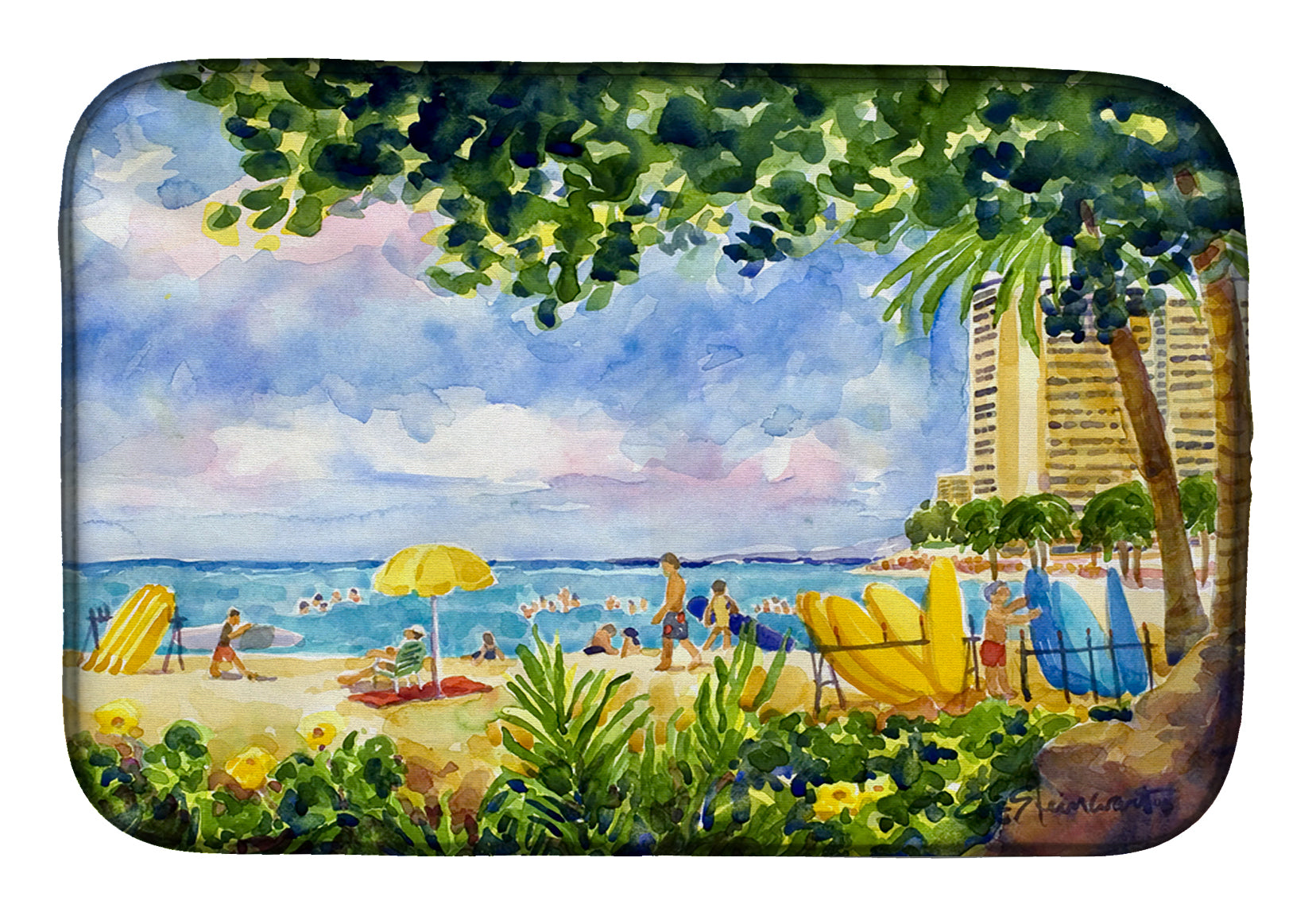 Beach Resort view from the condo Dish Drying Mat 6065DDM  the-store.com.