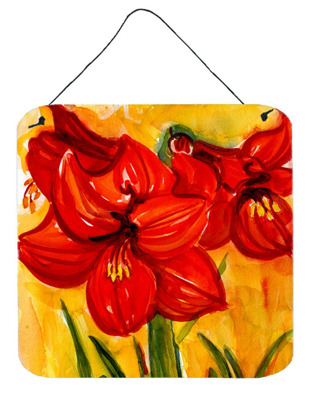 Flower - Amaryllis Aluminium Metal Wall or Door Hanging Prints by Caroline&#39;s Treasures