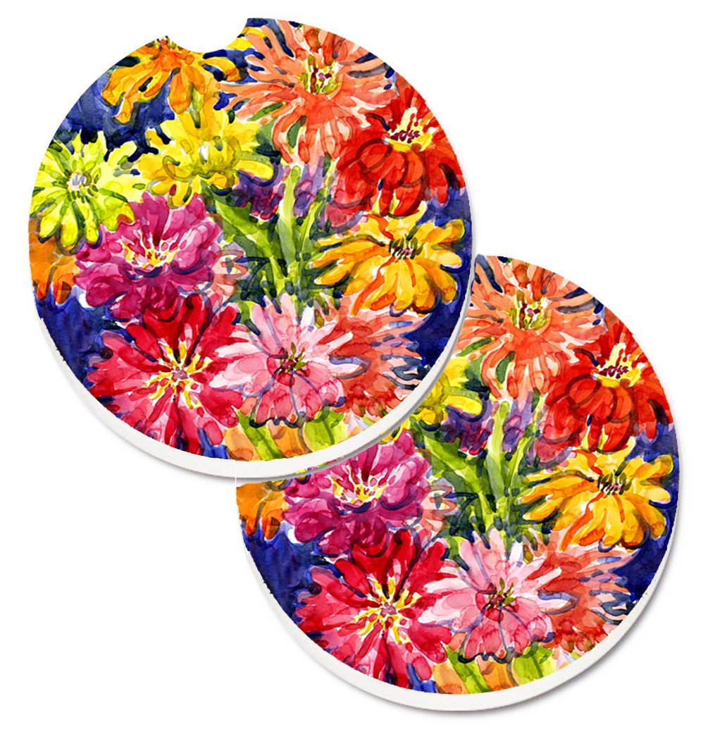 Flower - Gerber Daisies Set of 2 Cup Holder Car Coasters 6069CARC by Caroline's Treasures