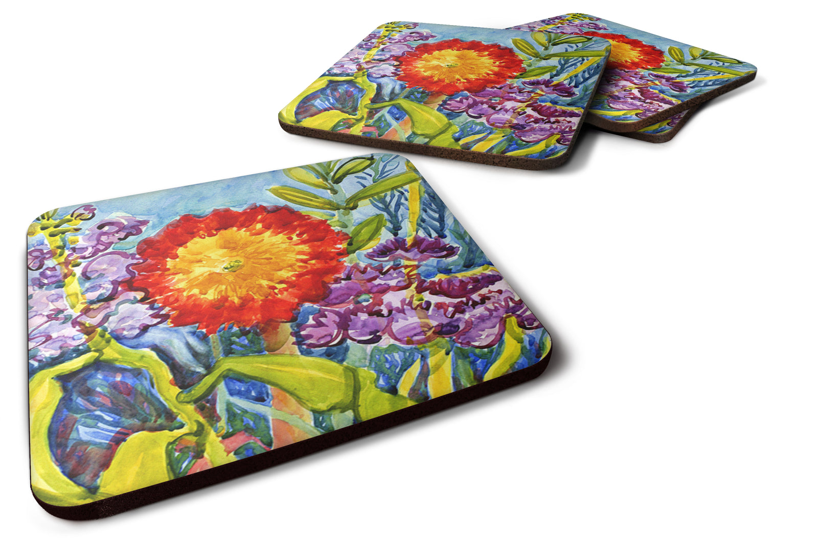 Set of 4 Flower - Sunflower Foam Coasters - the-store.com