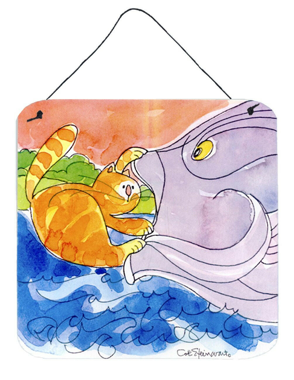 Cat and the Big Fish Aluminium Metal Wall or Door Hanging Prints by Caroline&#39;s Treasures