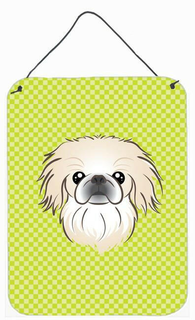 Checkerboard Lime Green Pekingese Wall or Door Hanging Prints BB1283DS1216 by Caroline's Treasures