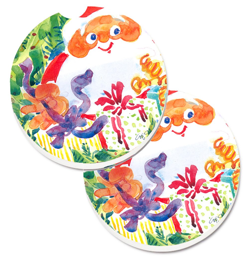 Santa Claus Christmas Surprise Set of 2 Cup Holder Car Coasters 6115CARC by Caroline&#39;s Treasures