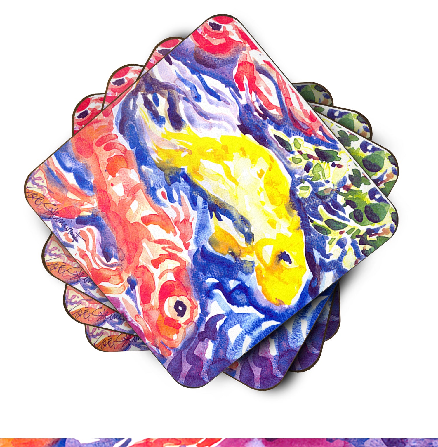 Set of 4 Fish - Koi in the pond Foam Coasters - the-store.com