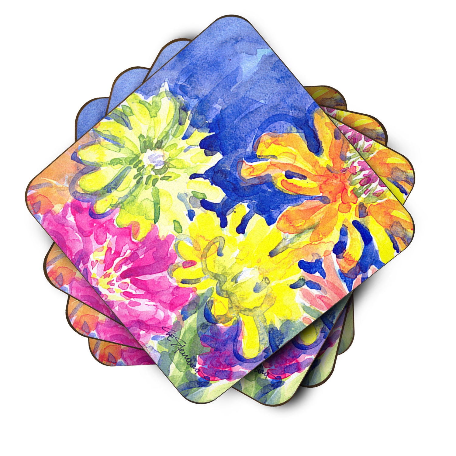 Set of 4 Flower Foam Coasters - the-store.com