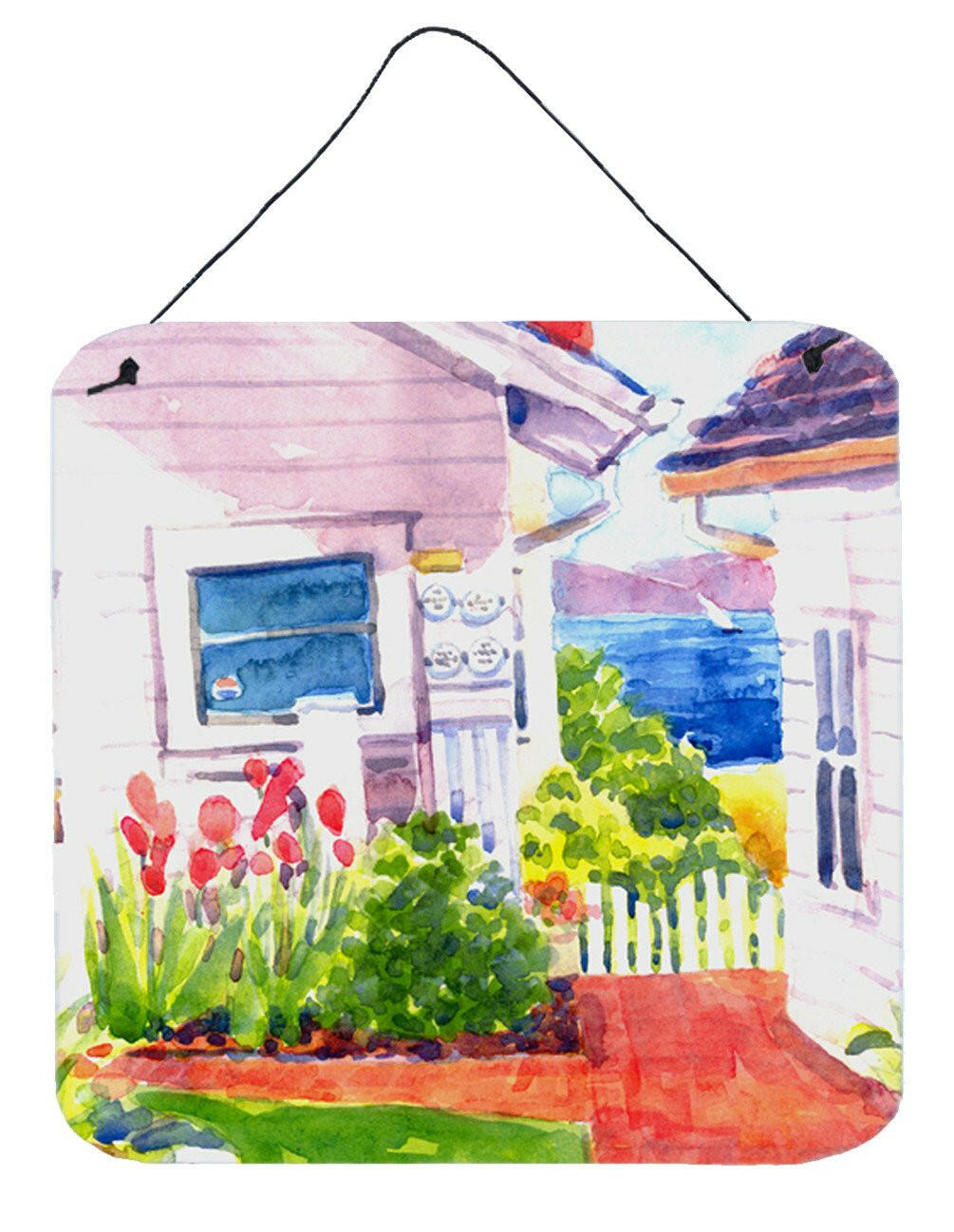 Beach View between the Houses Aluminium Metal Wall or Door Hanging Prints by Caroline's Treasures