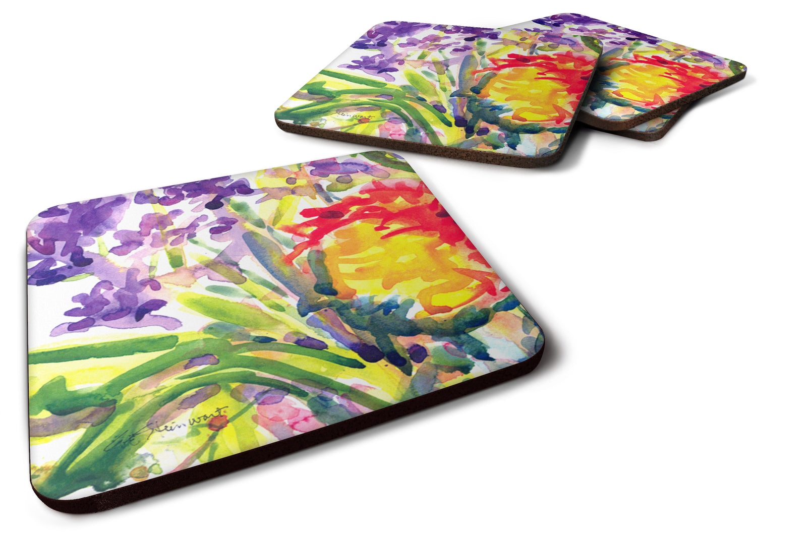 Set of 4 Flower Foam Coasters - the-store.com