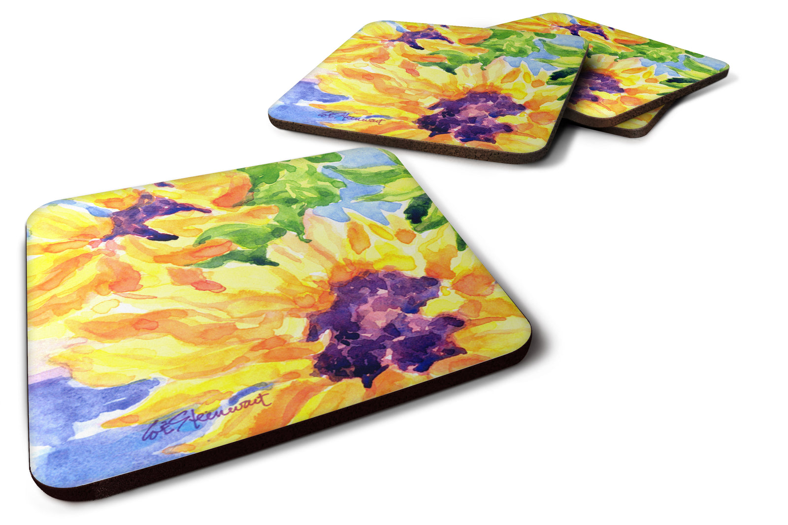 Set of 4 Flower - Sunflower Foam Coasters - the-store.com