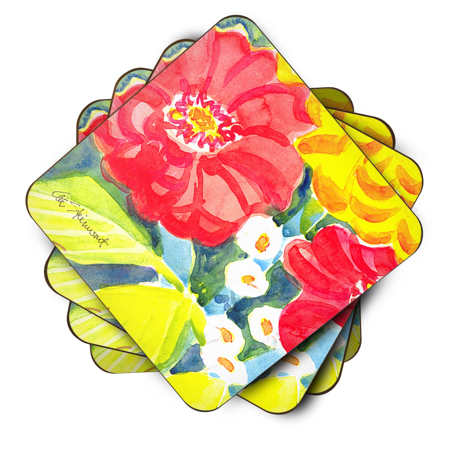 Set of 4 Flower Foam Coasters - the-store.com