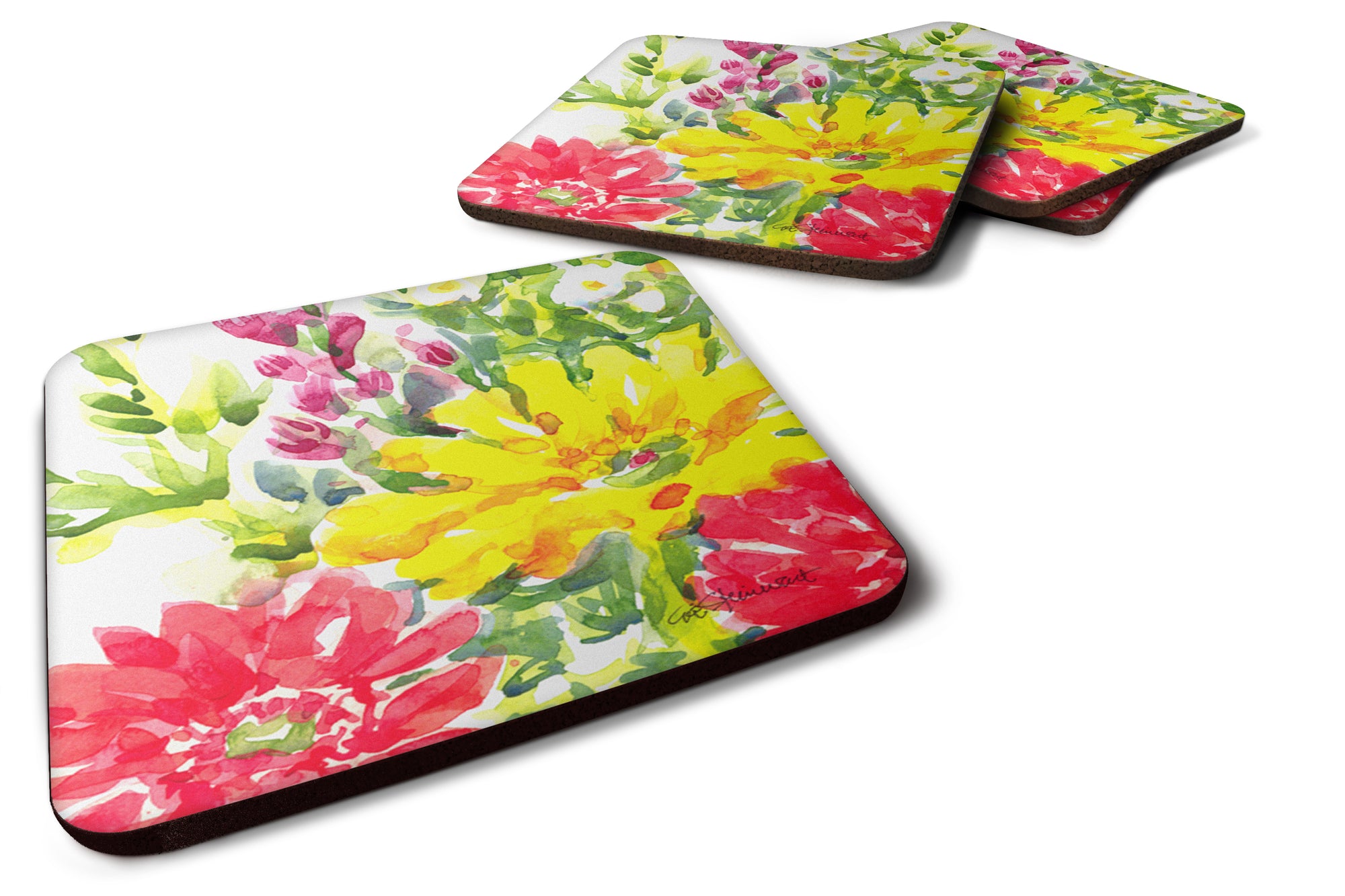 Set of 4 Flower Foam Coasters - the-store.com