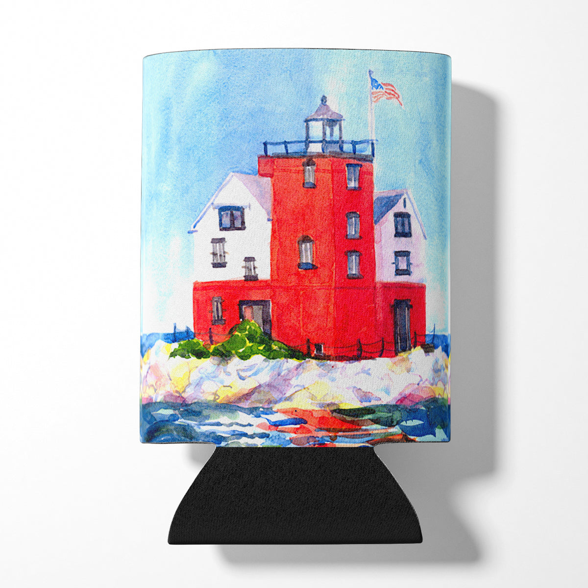 Lighthouse on the rocks Harbour Can or Bottle Beverage Insulator Hugger.