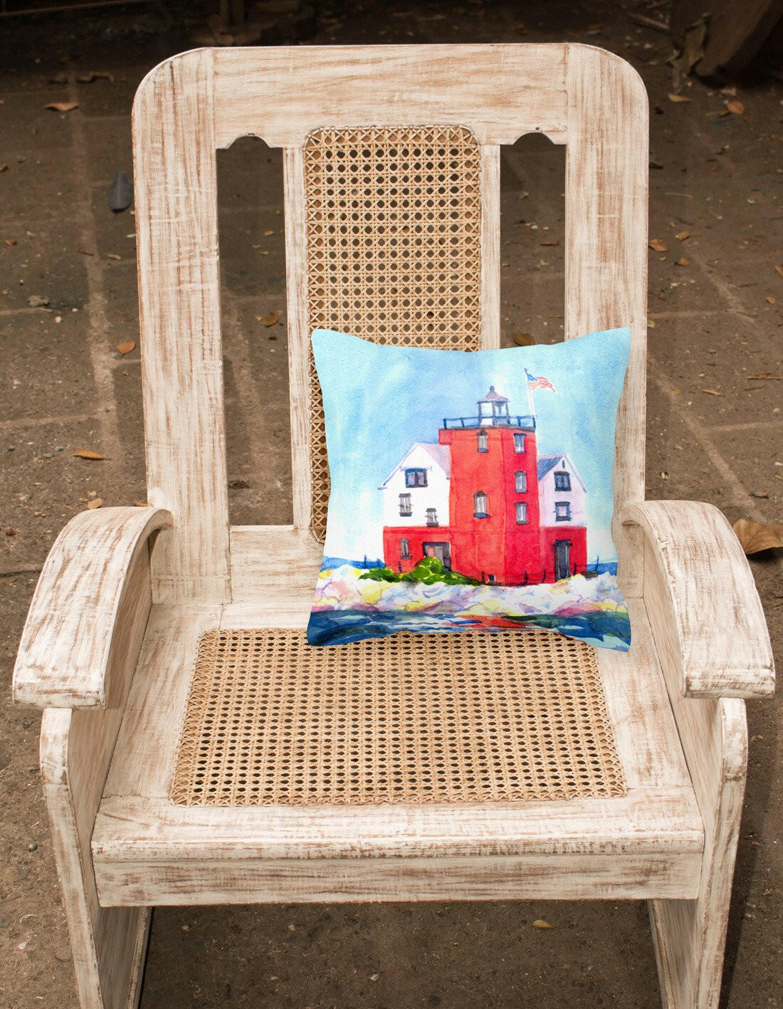 Lighthouse on the rocks Harbour Decorative   Canvas Fabric Pillow - the-store.com