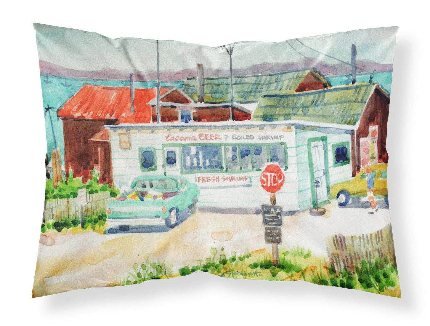 Tacoma Beer and Boiled Shrimp Market Fabric Standard Pillowcase 6141PILLOWCASE by Caroline's Treasures