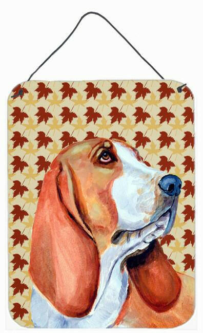 Basset Hound Fall Leaves Portrait Aluminium Metal Wall or Door Hanging Prints by Caroline's Treasures