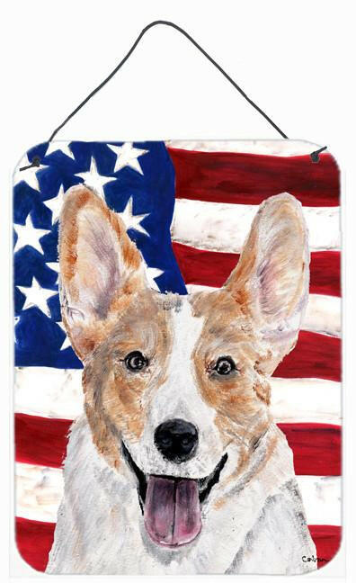 Cardigan Corgi with American Flag USA Wall or Door Hanging Prints SC9624DS1216 by Caroline's Treasures