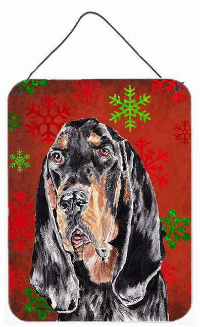 Coonhound Red Snowflake Christmas Aluminium Metal Wall or Door Hanging Prints by Caroline's Treasures