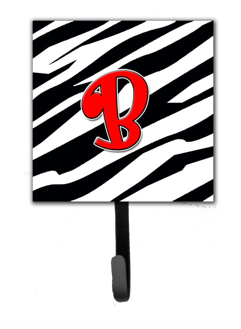 Letter B Initial Monogram - Zebra Red Leash Holder or Key Hook by Caroline's Treasures