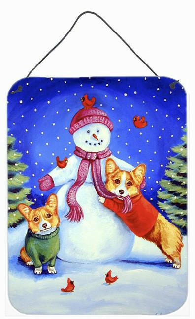 Snowman with Corgi Aluminium Metal Wall or Door Hanging Prints by Caroline's Treasures