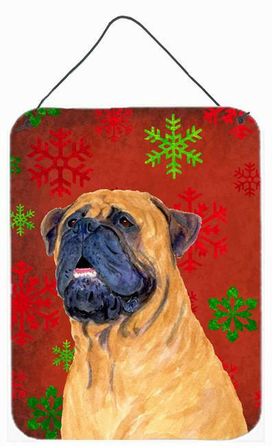 Mastiff Red and Green Snowflakes Holiday Christmas Wall or Door Hanging Prints by Caroline's Treasures