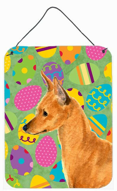 Min Pin Easter Eggtravaganza Aluminium Metal Wall or Door Hanging Prints by Caroline's Treasures