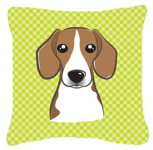 Checkerboard Lime Green Beagle Canvas Fabric Decorative Pillow BB1301PW1414 - the-store.com