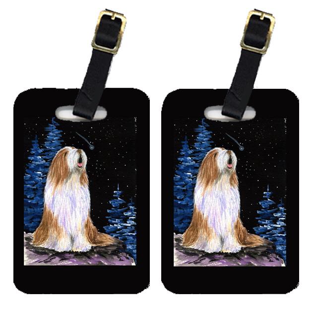 Starry Night Bearded Collie Luggage Tags Pair of 2 by Caroline&#39;s Treasures