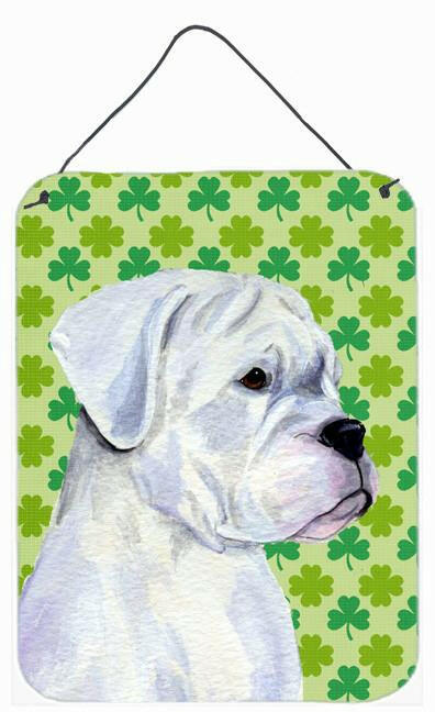 Boxer St. Patrick&#39;s Day Shamrock Portrait Wall or Door Hanging Prints by Caroline&#39;s Treasures