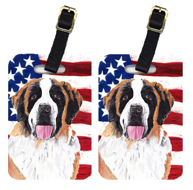 Pair of USA American Flag with Saint Bernard Luggage Tags SC9027BT by Caroline's Treasures