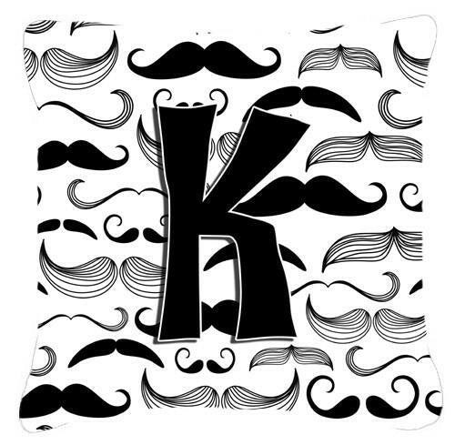 Letter K Moustache Initial Canvas Fabric Decorative Pillow CJ2009-KPW1414 by Caroline's Treasures