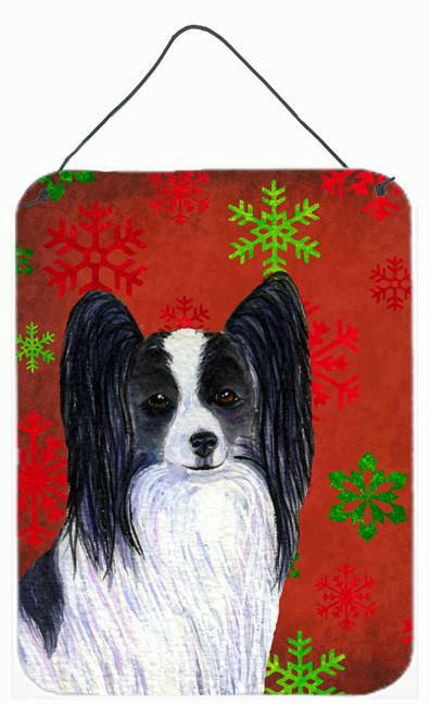 Papillon Red and Green Snowflakes Holiday Christmas Wall or Door Hanging Prints by Caroline's Treasures