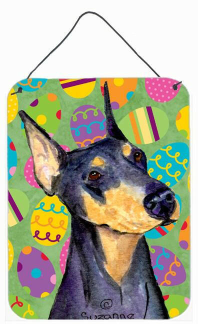 Doberman Easter Eggtravaganza Aluminium Metal Wall or Door Hanging Prints by Caroline's Treasures