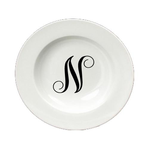 Letter N Initial Monogram Script Round Ceramic White Soup Bowl CJ1057-N-SBW-825 by Caroline's Treasures