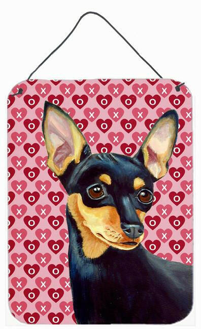 Min Pin Hearts Love and Valentine's Day Portrait Wall or Door Hanging Prints by Caroline's Treasures