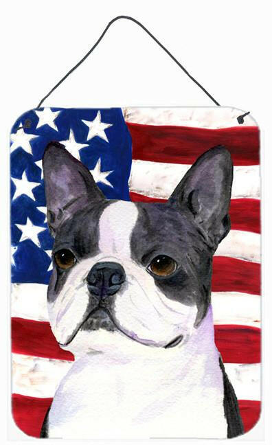USA American Flag with Boston Terrier Wall or Door Hanging Prints by Caroline's Treasures