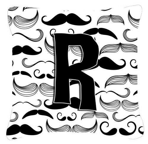 Letter R Moustache Initial Canvas Fabric Decorative Pillow CJ2009-RPW1414 by Caroline's Treasures