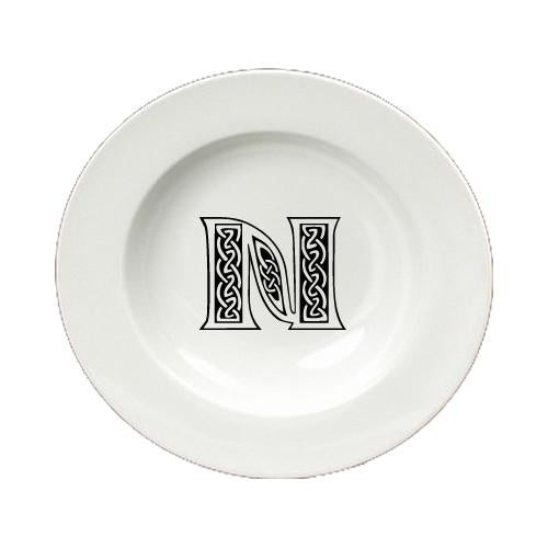 Letter N Initial Monogram Celtic Round Ceramic White Soup Bowl CJ1059-N-SBW-825 by Caroline's Treasures