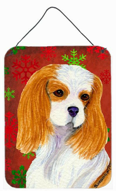 Cavalier Spaniel Red Snowflakes Holiday Christmas Wall or Door Hanging Prints by Caroline's Treasures