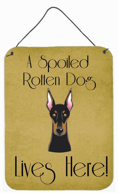 Doberman Spoiled Dog Lives Here Wall or Door Hanging Prints BB1493DS1216 by Caroline's Treasures