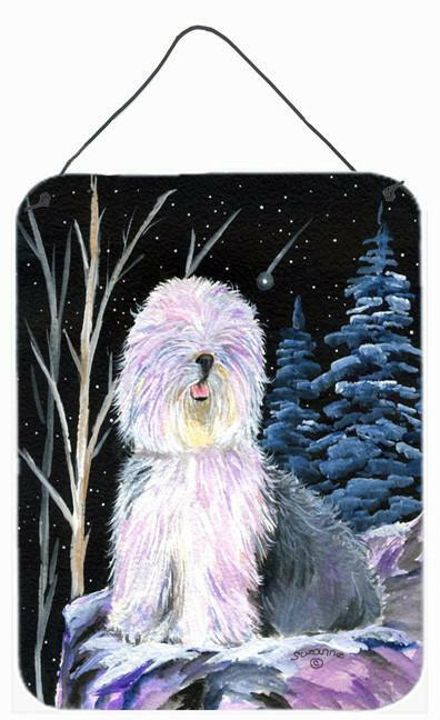 Starry Night Old English Sheepdog Aluminium Metal Wall or Door Hanging Prints by Caroline's Treasures