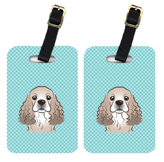 Pair of Checkerboard Blue Cocker Spaniel Luggage Tags BB1154BT by Caroline's Treasures