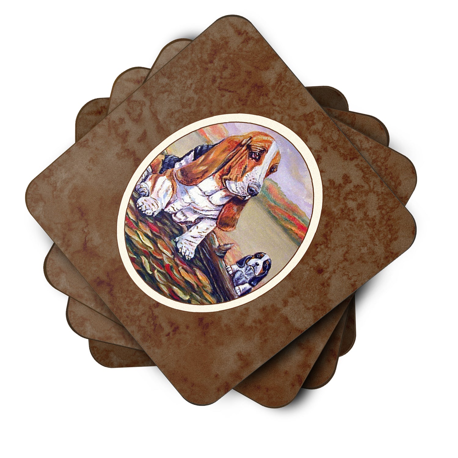 Basset Hound Foam Coaster Set of 4 7004FC - the-store.com