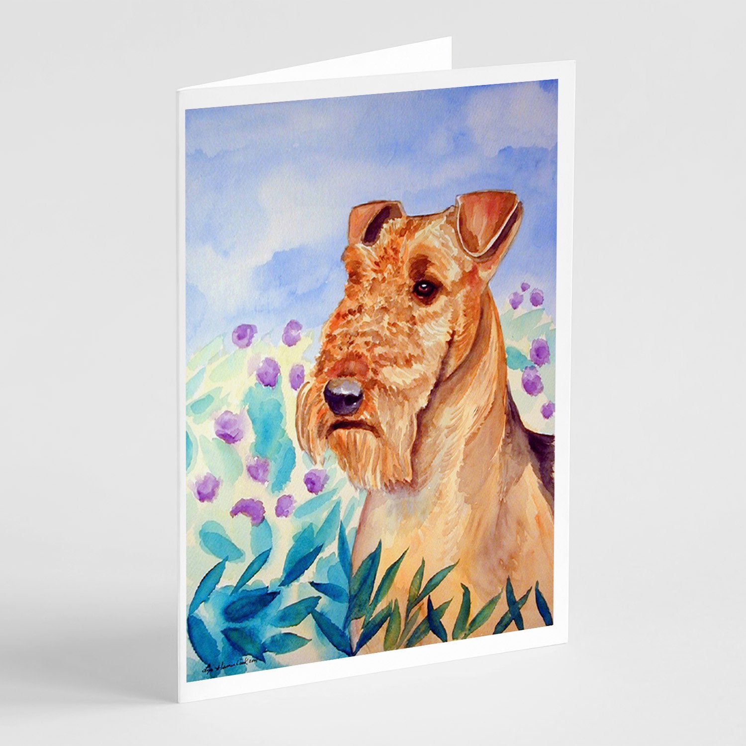 Buy this Airedale Terrier in Flowers Greeting Cards and Envelopes Pack of 8