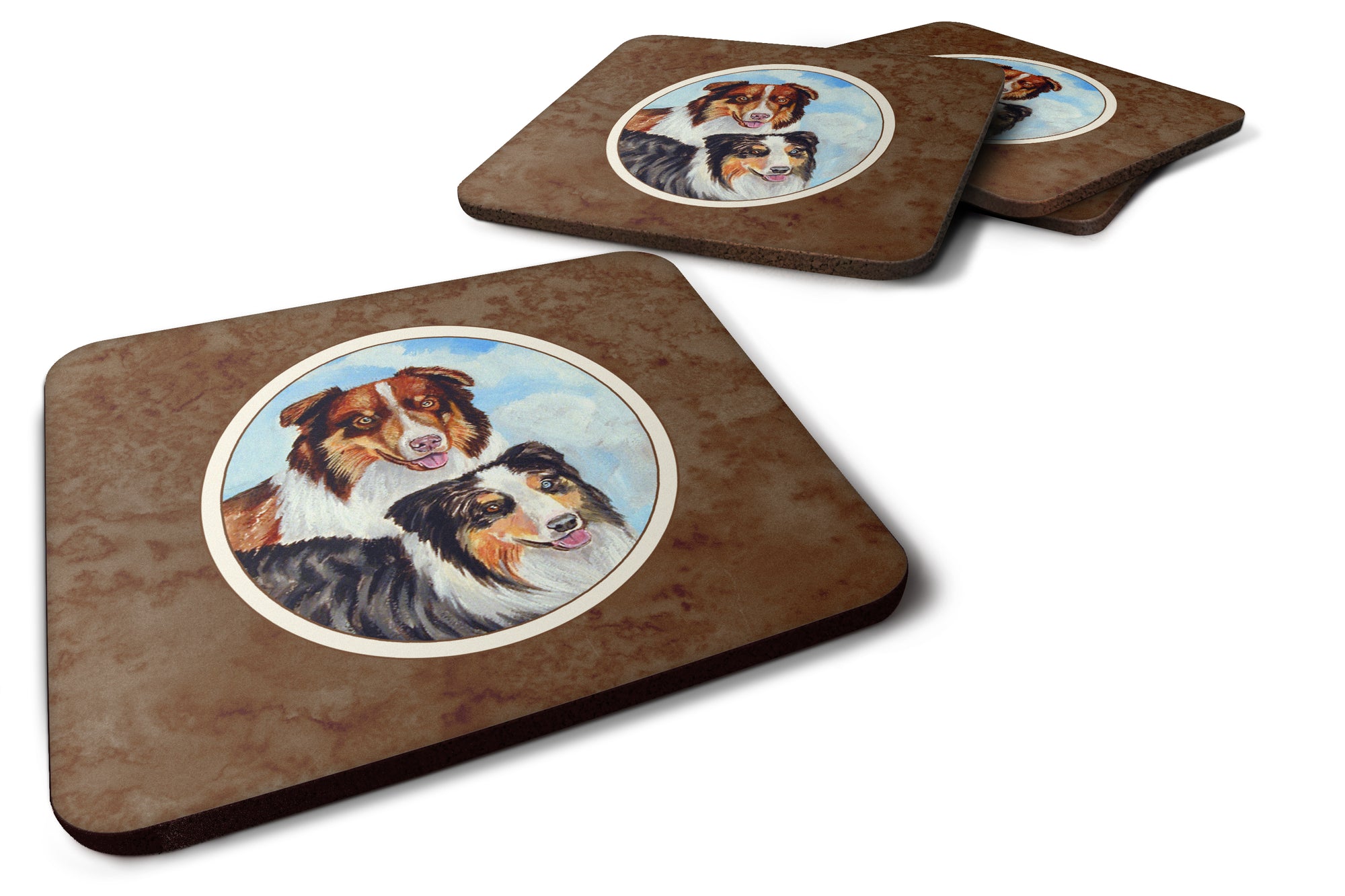 Australian Shepherd What a pair Foam Coaster Set of 4 7009FC - the-store.com