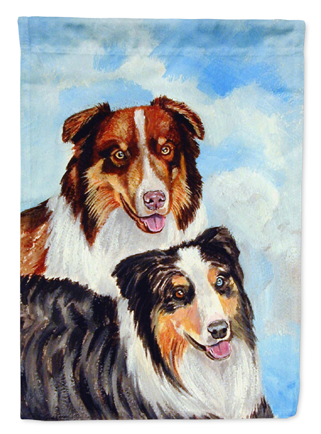 Australian Shepherd Double Trouble Flag Garden Size.