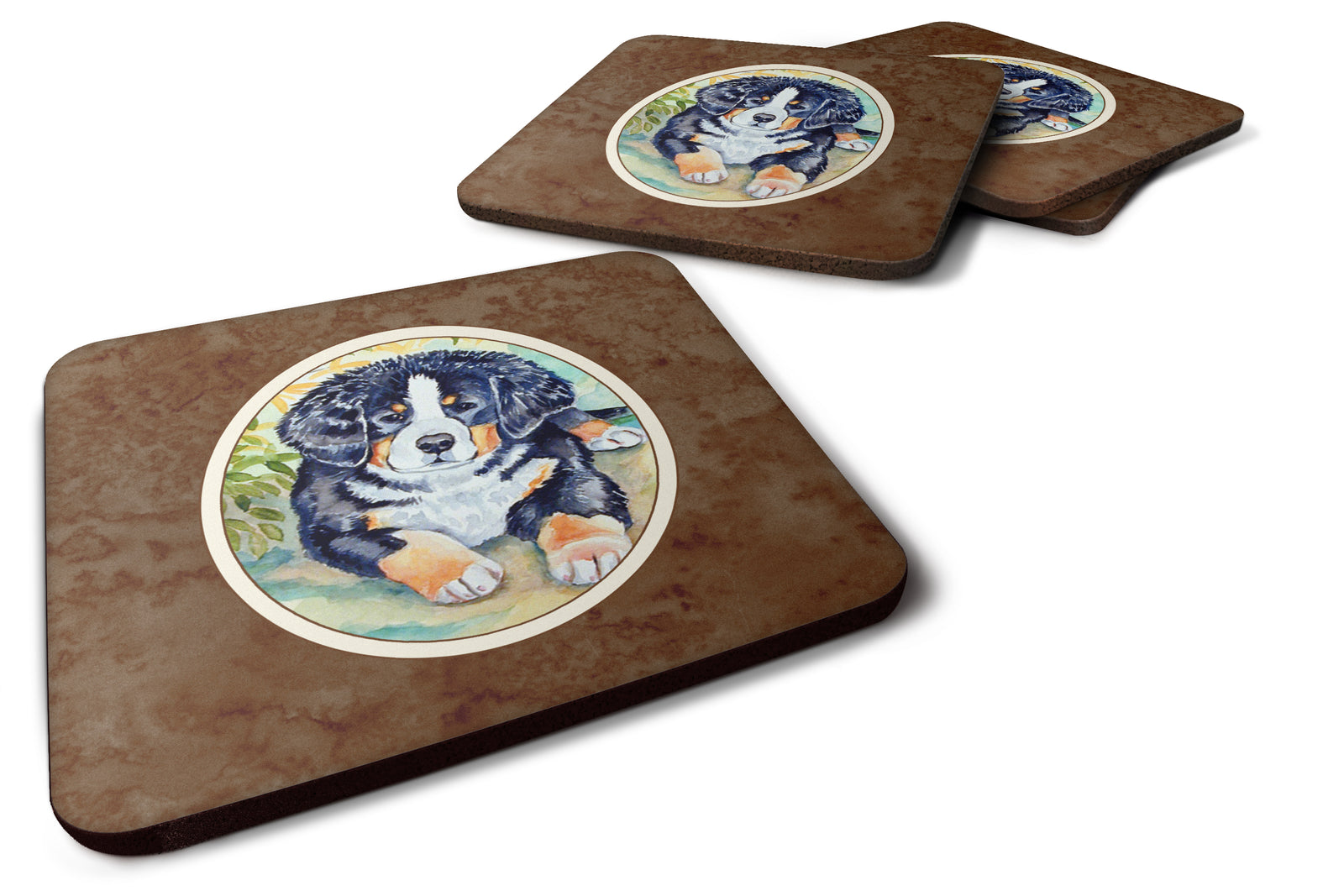 Bernese Mountain Dog Puppy Foam Coaster Set of 4 7010FC - the-store.com